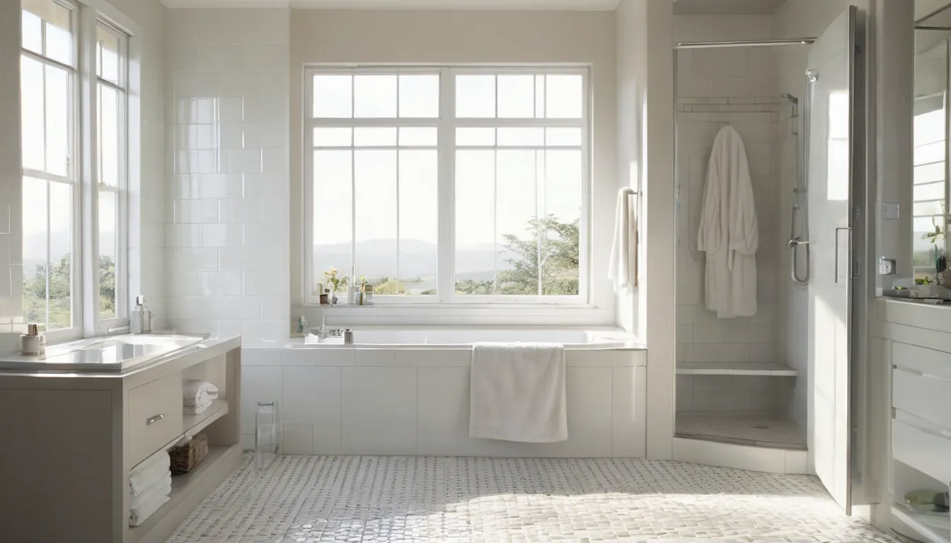A smiling older homeowner sitting in a bright walk-in tub in a New Haven home