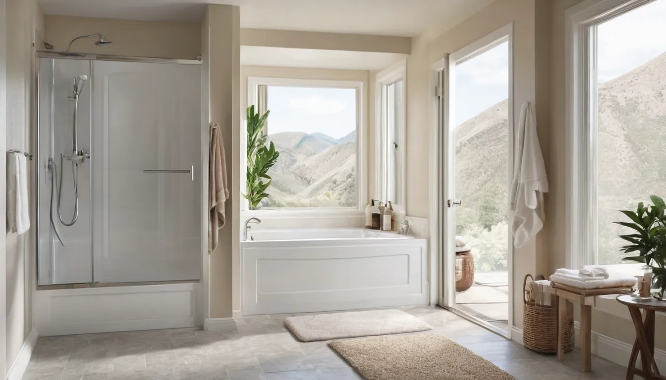 A walk-in tub with an open side door in a bright bathroom in the New Haven area